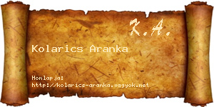 Kolarics Aranka névjegykártya
