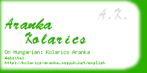 aranka kolarics business card